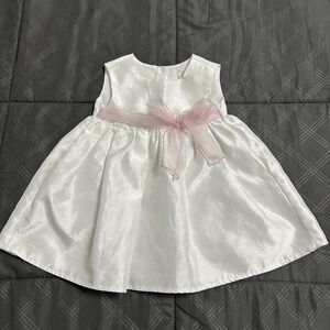 Kidture White Dress Pink Bow Size 18M Baby Girl Sleeveless Party Holiday